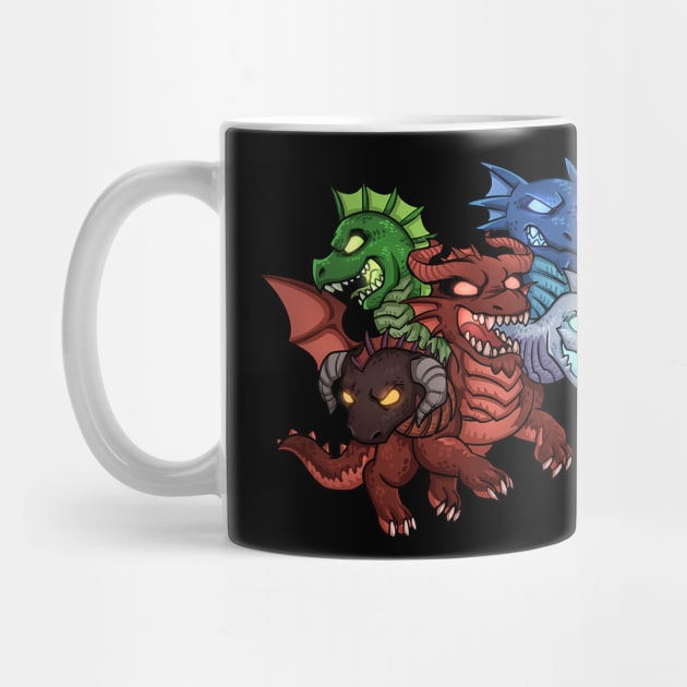 Hydra Multiple Head Dragon Cool Chibi Dragon Graphic by omorihisoka